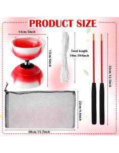 Juego de Diabolo Chino Simgoing LED Rojo Fuego 15 cm 2