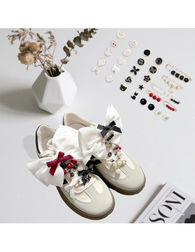 38 Encantos para Zapatos Lospfo - Lazos de Satén Blanco