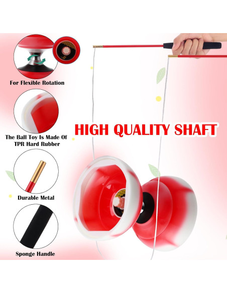 Juego de Diabolo Chino Simgoing LED Rojo Fuego 15 cm