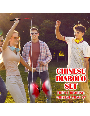 Juego de Diabolo Chino Simgoing LED Rojo Fuego 15 cm