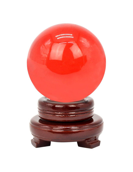 Bola de Cristal Feng Shui 80mm Roja Decorativa