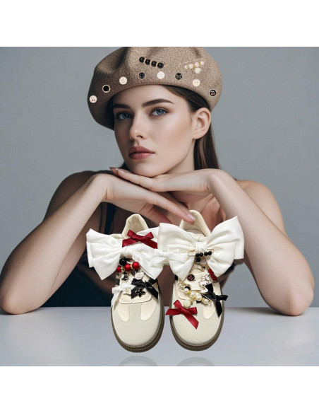 38 Encantos para Zapatos Lospfo - Lazos de Satén Blanco