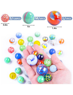 Canicas de Vidrio Shindel 125PCS para Niños - Variados Tamaños 2