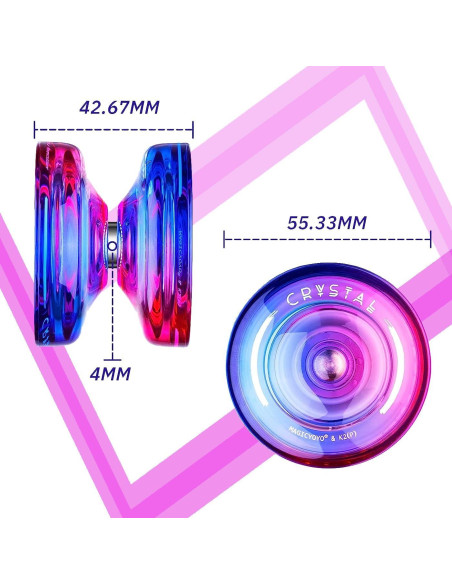 Yoyo MAGICYOYO K2 Cristal Azul-Amarillo y Rosa-Púrpura