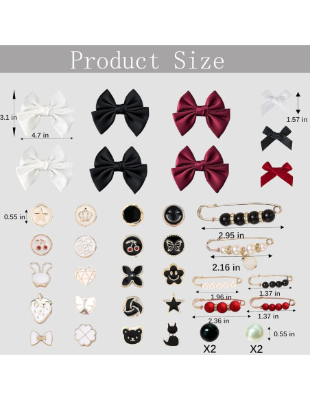 38 Encantos para Zapatos Lospfo - Lazos de Satén Blanco