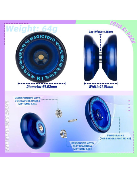 Paquete de 2 Yoyos MAGICYOYO K1 y V10 para Principiantes