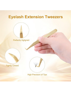 Pinzas de Pestañas NAGARAKU AG-11 Oro Antiestático 11.3 cm 2