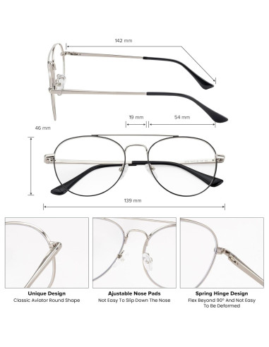 Gafas de Luz Azul GUDVUE Aviador Redondas UV400 Anti Reflejos