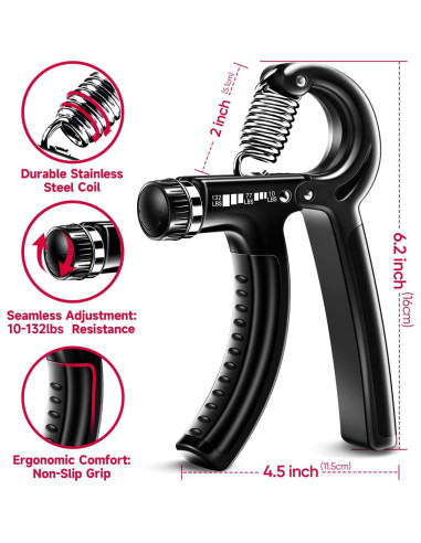 Kit de Agarre de Mano FitBeast - 5 Niveles de Resistencia Ajustable