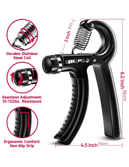 Kit de Agarre de Mano FitBeast - 5 Niveles de Resistencia Ajustable