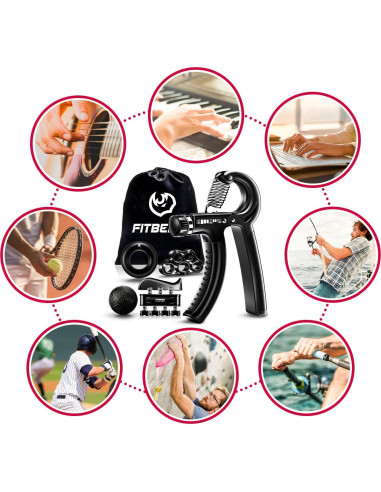 Kit de Agarre de Mano FitBeast - 5 Niveles de Resistencia Ajustable