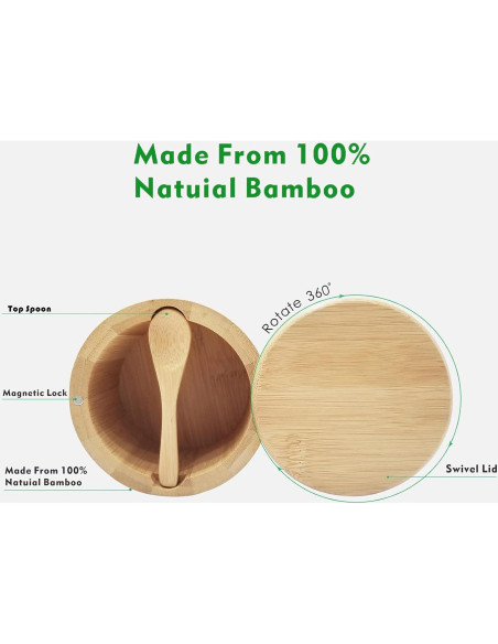 Caja de Sal y Pimienta de Bambú ThougrLyh 8 oz con Tapa Giratoria