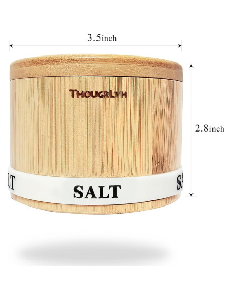 Caja de Sal y Pimienta de Bambú ThougrLyh 8 oz con Tapa Giratoria