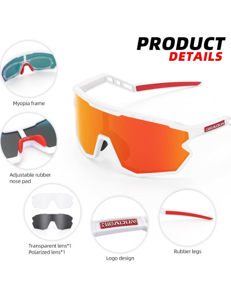 Gafas de sol deportivas GIEADUN con 3 lentes intercambiables