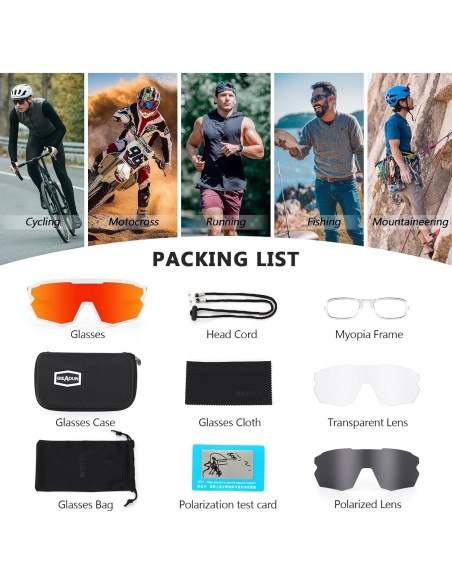 Gafas de sol deportivas GIEADUN con 3 lentes intercambiables