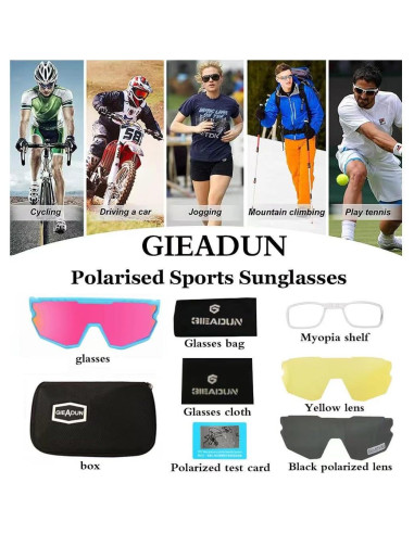 Gafas de sol deportivas GIEADUN con 3 lentes intercambiables