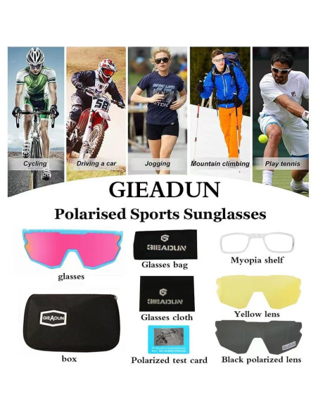 Gafas de sol deportivas GIEADUN con 3 lentes intercambiables
