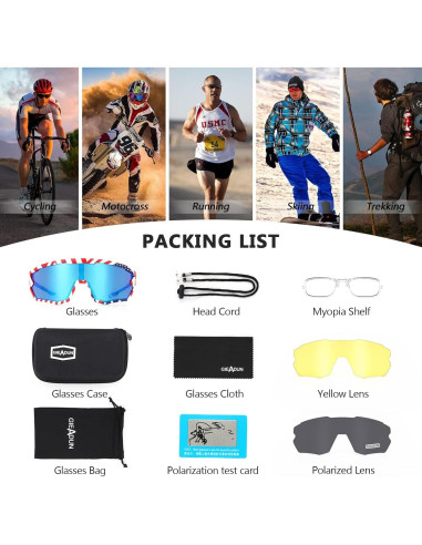 Gafas de sol deportivas GIEADUN con lentes intercambiables