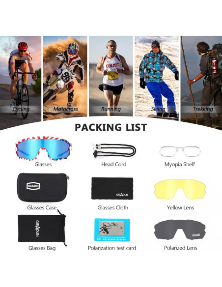 Gafas de sol deportivas GIEADUN con lentes intercambiables