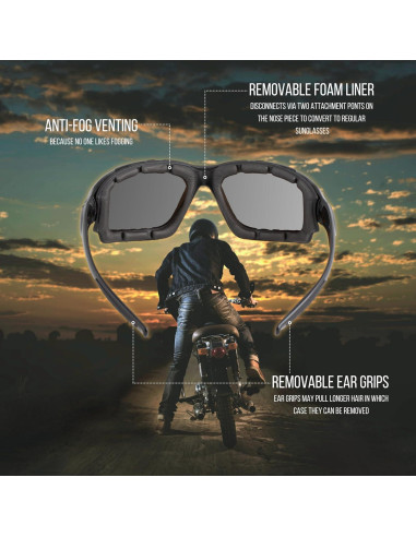 Gafas de sol envolventes WYND Blocker UV400 para moto