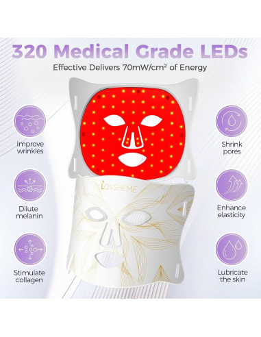 Máscara de Luz LED Lovsheme para Rejuvenecimiento Facial