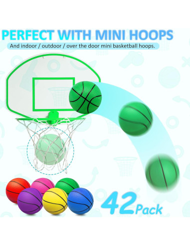 42 Mini Balones de Baloncesto PVC Oleitodh 12,7 cm Coloridos