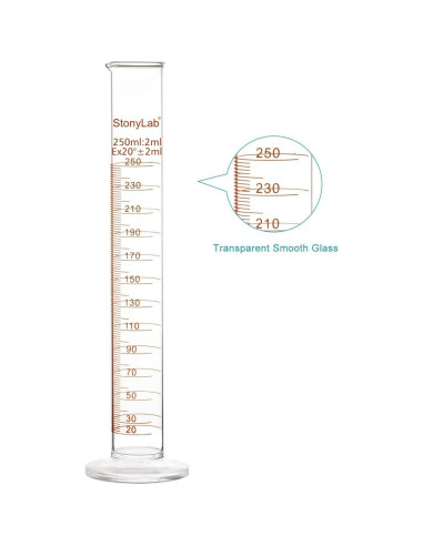Cilindro Graduado StonyLab 250 ml Vidrio Borosilicato Pared Gruesa