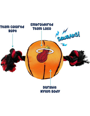 Juguete para mascotas NBA Miami Heat con cuerdas y squeaker