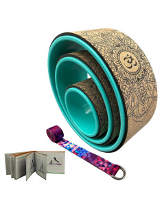 Rueda de Yoga Aozora 33 cm Corcho y Turquesa con Guía
