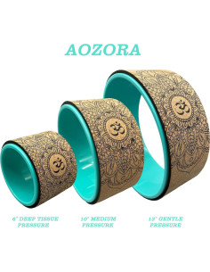 Rueda de Yoga Aozora 33 cm Corcho y Turquesa con Guía 2