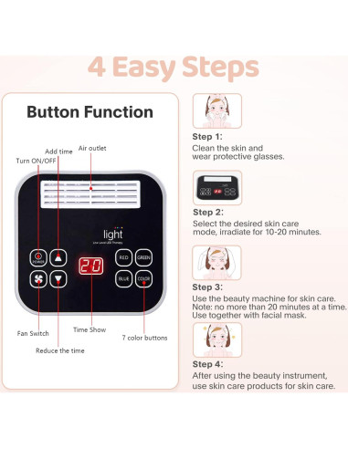 Máscara LED Terapia de Luz Roja 7 en 1 JY-A025 para Piel