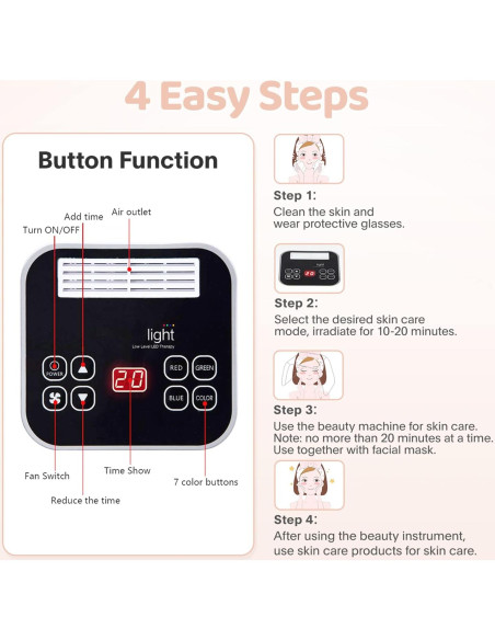 Máscara LED Terapia de Luz Roja 7 en 1 JY-A025 para Piel