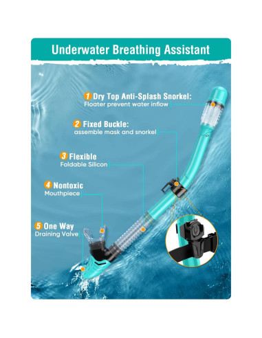 Conjunto de Snorkel Seovediary SS2-TMLV Antivaho Verde