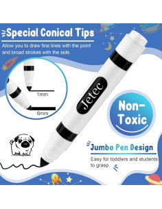 Marcadores Lavables Janlaugh 60 Pcs Punta Cónica Negros 2