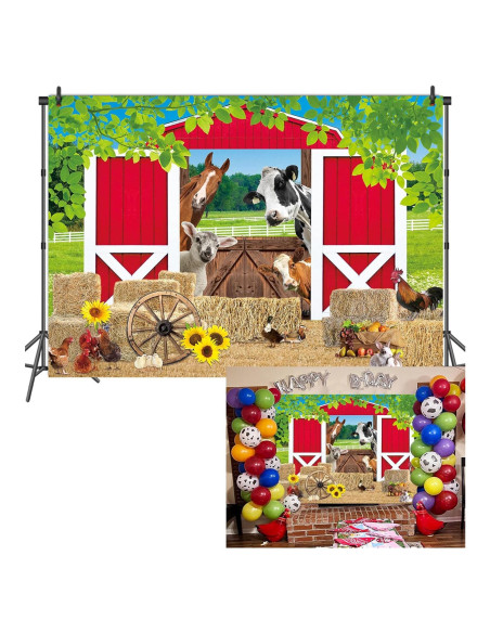 Fondo de Fiesta de Granja Rojo 150x90cm BAIFNEZ
