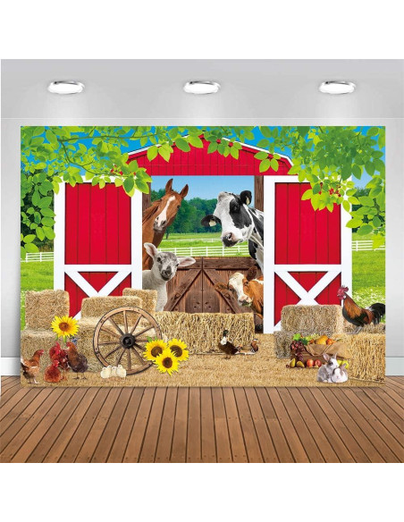 Fondo de Fiesta de Granja Rojo 150x90cm BAIFNEZ