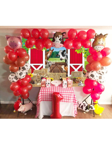 Fondo de Fiesta de Granja Rojo 150x90cm BAIFNEZ