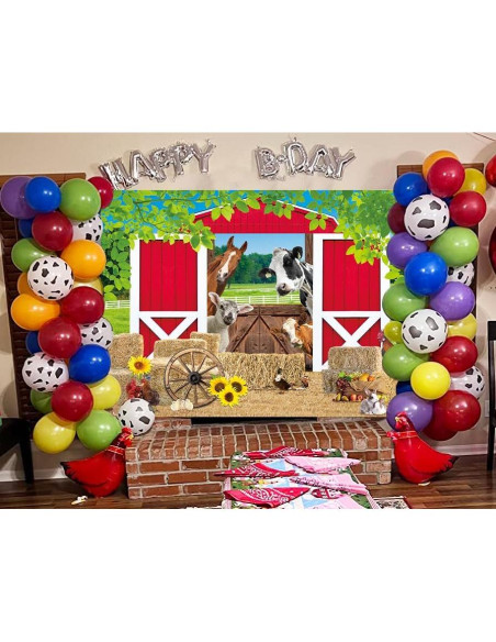 Fondo de Fiesta de Granja Rojo 150x90cm BAIFNEZ