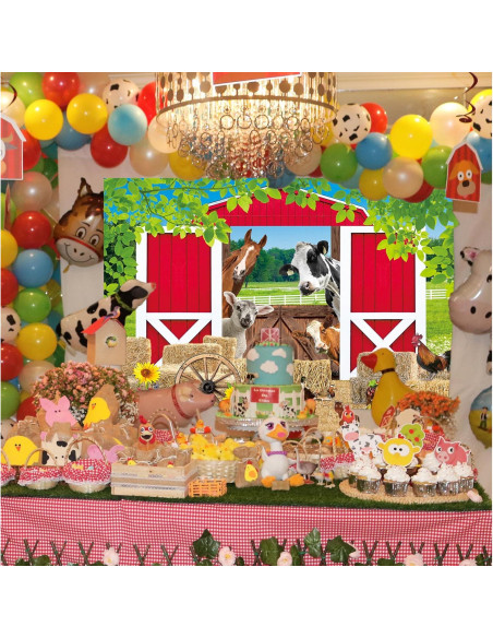 Fondo de Fiesta de Granja Rojo 150x90cm BAIFNEZ