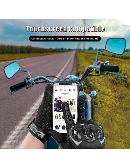 Guantes de Motocicleta BIHAIZG Medianos Negros con Táctil