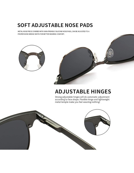 Gafas de sol polarizadas SUNGAIT retro unisex con marco de metal