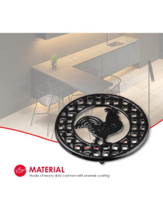 Trivet Cuadrado de Hierro Fundido Home Basics Negro 20.32 cm 2