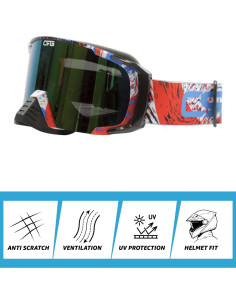 Gafas de Motocicleta CRG Sports Rojo y Azul Anti-Niebla 2