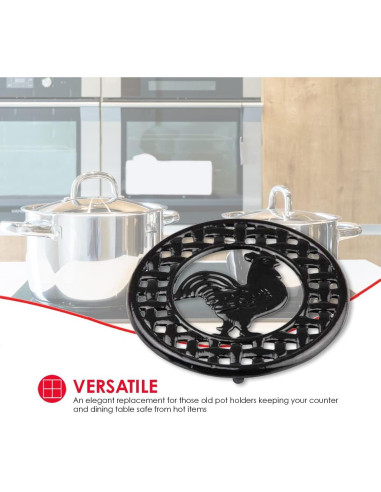 Trivet Cuadrado de Hierro Fundido Home Basics Negro 20.32 cm