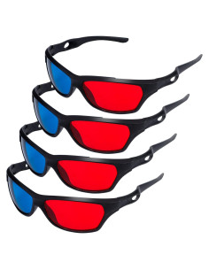 Paquete de 4 Gafas 3D Rojas Azules Craftshou para Películas