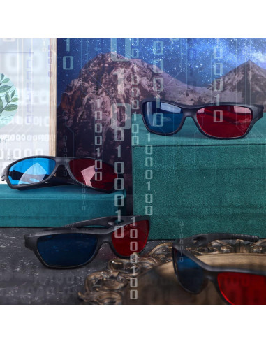 Paquete de 4 Gafas 3D Rojas Azules Craftshou para Películas