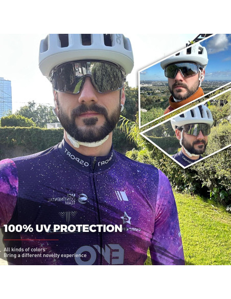 Gafas de Ciclismo KAPVOE Polarizadas TR90 3 Lentes UV400