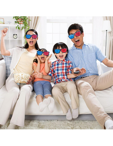 Paquete de 4 Gafas 3D Rojas Azules Craftshou para Películas