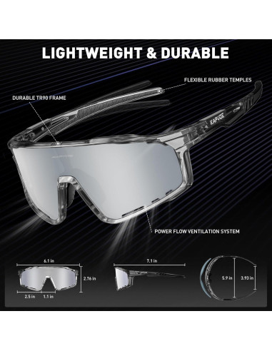 Gafas de Ciclismo KAPVOE Polarizadas TR90 3 Lentes UV400