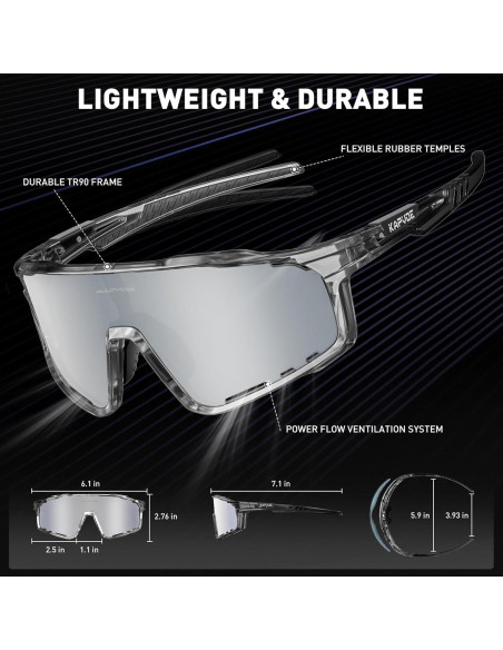 Gafas de Ciclismo KAPVOE Polarizadas TR90 3 Lentes UV400